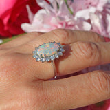 Ellibelle Jewellery Vintage 1988 Australian Opal & Diamond 18ct White Gold Cluster Ring (1.80ct)