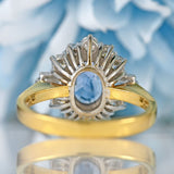 Ellibelle Jewellery Vintage 1988 Ceylon Sapphire & Diamond 18ct Gold Cluster Engagement Ring (1.47cts)