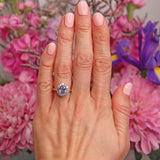 Ellibelle Jewellery Vintage 1988 Ceylon Sapphire & Diamond 18ct Gold Cluster Engagement Ring (1.47cts)