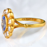 Ellibelle Jewellery Vintage 1988 Ceylon Sapphire & Diamond 18ct Gold Cluster Engagement Ring (1.85cts)