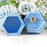 Ellibelle Jewellery Vintage 1988 Ceylon Sapphire & Diamond 18ct Gold Cluster Engagement Ring (1.85cts)