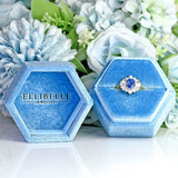 Ellibelle Jewellery Vintage 1988 Ceylon Sapphire & Diamond 18ct Gold Cluster Ring