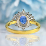 Ellibelle Jewellery Vintage 1988 Ceylon Sapphire & Diamond 18ct Gold Cluster Ring