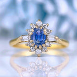 Ellibelle Jewellery Vintage 1988 Ceylon Sapphire & Diamond 18ct Gold Cluster Ring