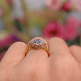 Ellibelle Jewellery Vintage 1988 Ceylon Sapphire & Diamond 18ct Gold Cluster Ring