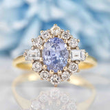 Ellibelle Jewellery Vintage 1988 Ceylon Sapphire & Diamond 18ct Gold Engagement Ring