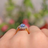 Ellibelle Jewellery Vintage 1988 Ceylon Sapphire & Diamond 18ct Gold Pear-Shaped Cluster Ring