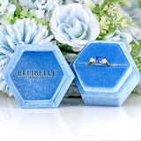 Ellibelle Jewellery Vintage 1988 Ceylon Sapphire & Diamond 18ct Gold Three-Stone Engagement Ring