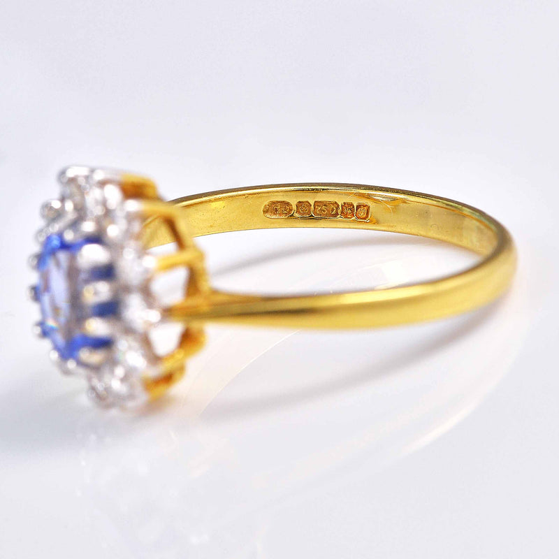 Ellibelle Jewellery Vintage 1988 Ceylon Sapphire & Diamond Cluster Ring