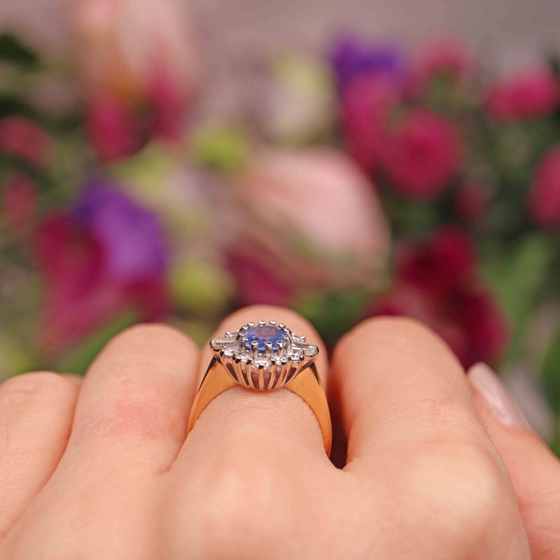 Ellibelle Jewellery Vintage 1988 Ceylon Sapphire & Diamond Engagement Ring