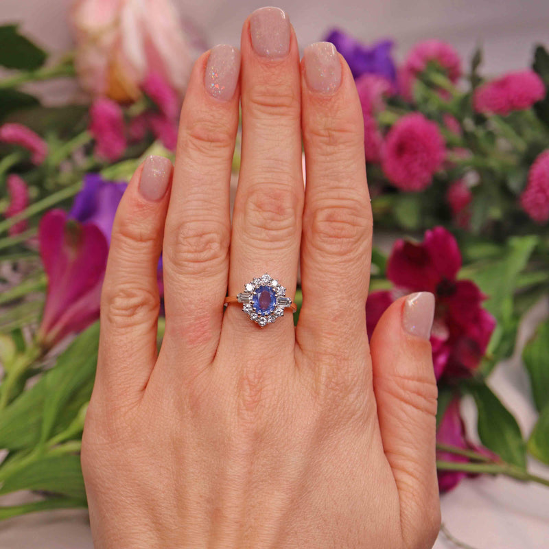 Ellibelle Jewellery Vintage 1988 Ceylon Sapphire & Diamond Engagement Ring