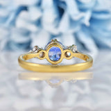 Ellibelle Jewellery Vintage 1988 Ceylon Sapphire & Diamond Three-Stone Ring