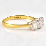 Ellibelle Jewellery Vintage 1988 Diamond 18ct Gold Three-Stone Engagement Ring (1.05cts)