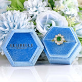 Ellibelle Jewellery Vintage 1988 Emerald & Diamond 18ct Gold Cluster Engagement Ring (0.85cts)