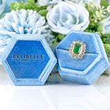 Ellibelle Jewellery Vintage 1988 Emerald & Diamond 18ct Gold Cluster Engagement Ring (2.17cts)
