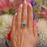 Ellibelle Jewellery Vintage 1988 Emerald & Diamond 18ct Gold Cluster Engagement Ring (2.17cts)