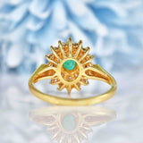 Ellibelle Jewellery Vintage 1988 Emerald & Diamond 18ct Gold Cluster Ring