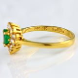 Ellibelle Jewellery Vintage 1988 Emerald & Vari-Cut Diamond 18ct Gold Pear Cluster Ring