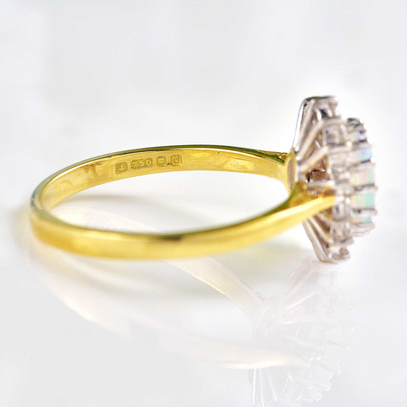 Ellibelle Jewellery Vintage 1988 Opal & Diamond 18ct Gold Cluster Ring