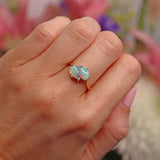 Ellibelle Jewellery Vintage 1988 Opal & Diamond 18ct Gold Two-Stone Crossover Ring