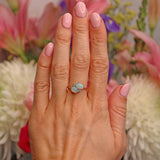 Ellibelle Jewellery Vintage 1988 Opal & Diamond 18ct Gold Two-Stone Crossover Ring