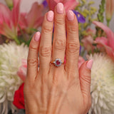 Ellibelle Jewellery Vintage 1988 Pink Sapphire & Vari-Cut Diamond 18ct Gold Cluster Ring (0.86cts)