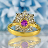 Ellibelle Jewellery Vintage 1988 Ruby & Diamond 18ct Gold Daisy Cluster Ring