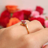 Ellibelle Jewellery Vintage 1988 Ruby & Diamond 18ct Gold Three-Stone Crossover Engagement Ring