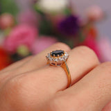 Ellibelle Jewellery Vintage 1988 Sapphire & Diamond 18ct Gold Cluster Ring (1.30cts)