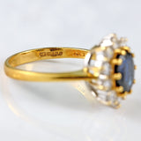 Ellibelle Jewellery Vintage 1988 Sapphire & Diamond 18ct Gold Cluster Ring (1.30cts)