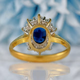 Ellibelle Jewellery Vintage 1988 Sapphire & Diamond 18ct Gold Cluster Ring (1.30cts)