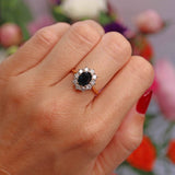 Ellibelle Jewellery Vintage 1988 Sapphire & Diamond 18ct Gold Cluster Ring (1.30cts)