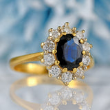 Ellibelle Jewellery Vintage 1988 Sapphire & Diamond 18ct Gold Cluster Ring (1.30cts)