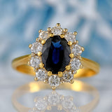 Ellibelle Jewellery Vintage 1988 Sapphire & Diamond 18ct Gold Cluster Ring (1.30cts)