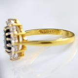 Ellibelle Jewellery Vintage 1988 Sapphire & Diamond 18ct Gold Cluster Ring