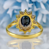 Ellibelle Jewellery Vintage 1988 Sapphire & Diamond 18ct Gold Cluster Ring