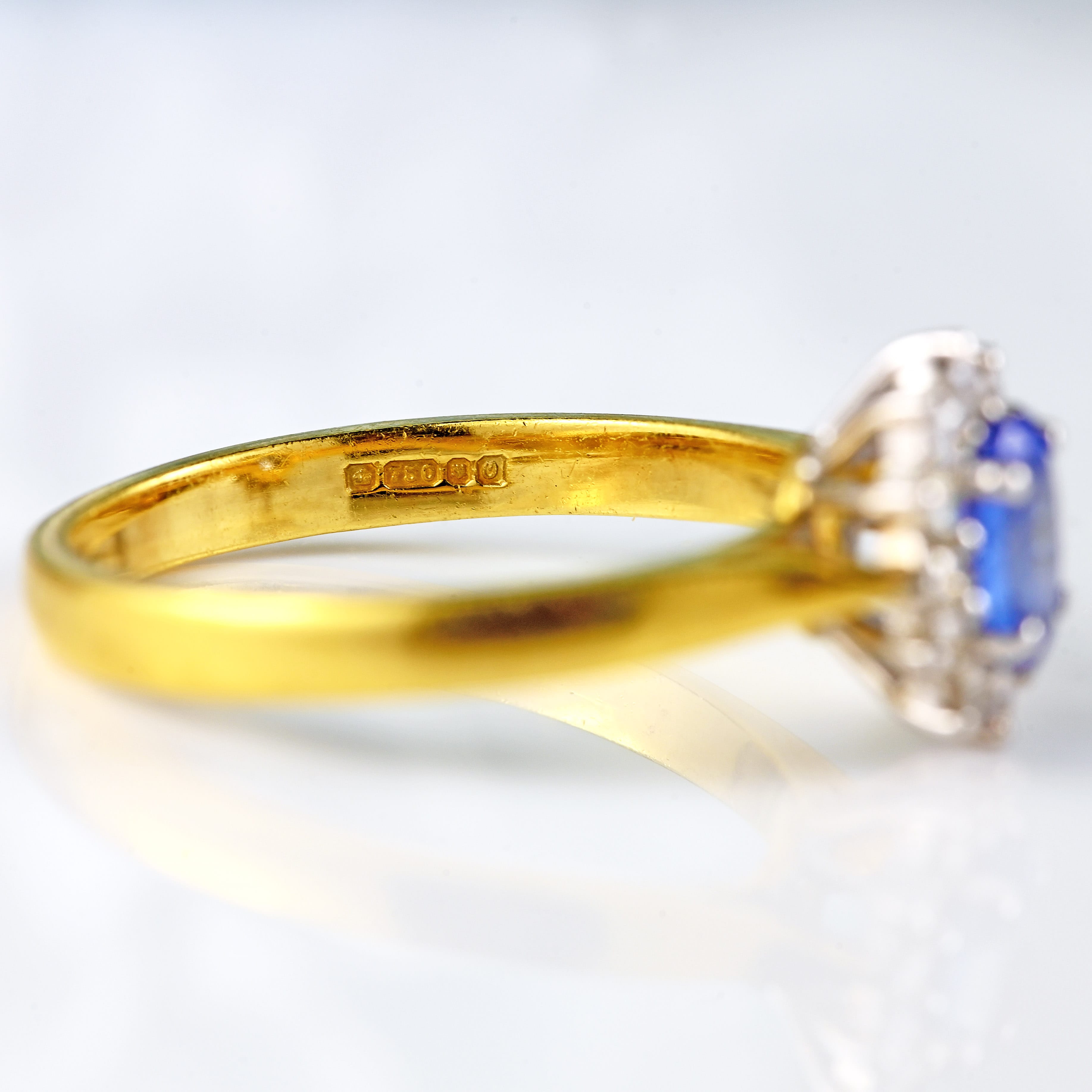 Ellibelle Jewellery Vintage 1988 Sapphire & Diamond 18ct Gold Cluster Ring