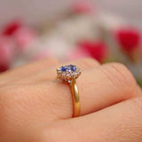 Ellibelle Jewellery Vintage 1988 Sapphire & Diamond 18ct Gold Cluster Ring