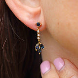 Ellibelle Jewellery Vintage 1988 Sapphire & Diamond 18ct Gold Drop Earrings