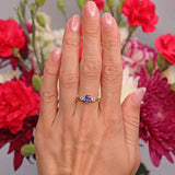 Ellibelle Jewellery Vintage 1988 Sapphire & Diamond 18ct Gold Three-Stone Trilogy Ring