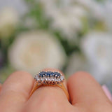 Ellibelle Jewellery Vintage 1988 Sapphire & Diamond Triple Cluster Ring