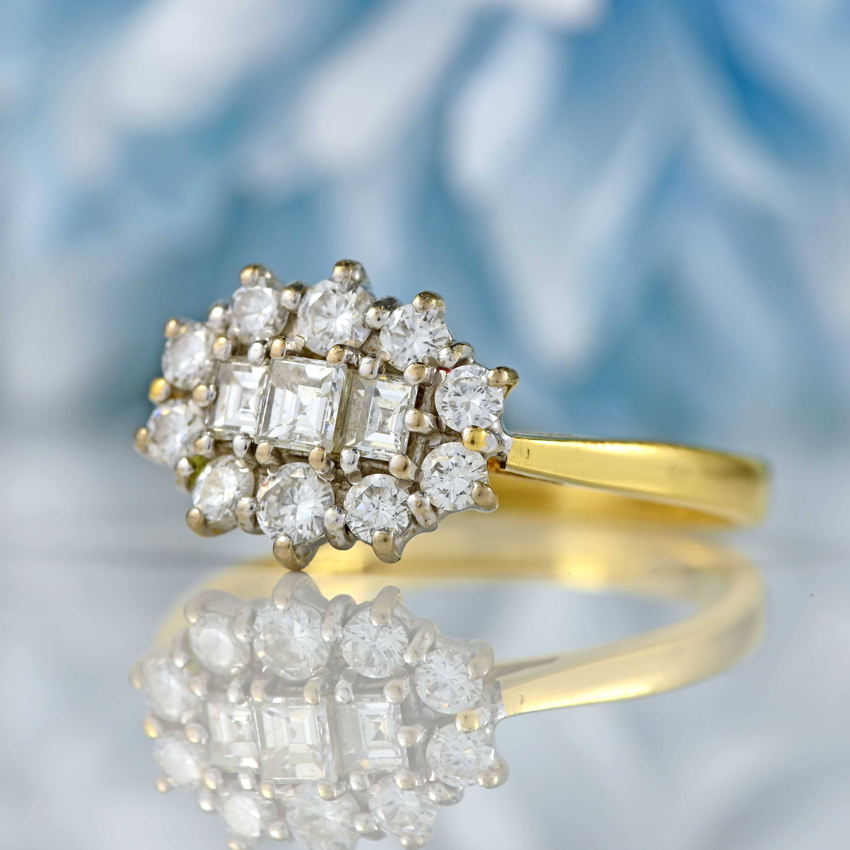 Ellibelle Jewellery Vintage 1988 Vari-Cut Diamond 18ct Gold Cluster Ring (0.58cts)