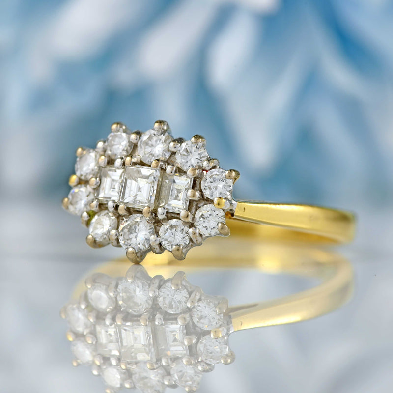 Ellibelle Jewellery Vintage 1988 Vari-Cut Diamond 18ct Gold Cluster Ring (0.58cts)
