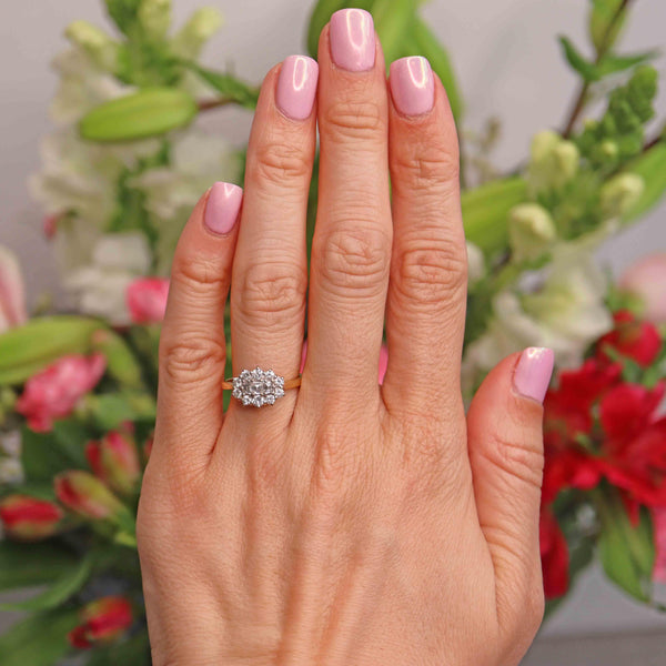Ellibelle Jewellery Vintage 1988 Vari-Cut Diamond 18ct Gold Cluster Ring (0.58cts)