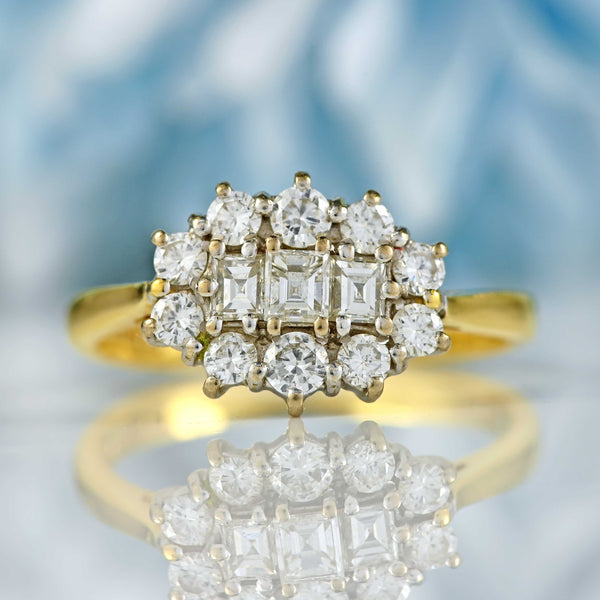 Ellibelle Jewellery Vintage 1988 Vari-Cut Diamond 18ct Gold Cluster Ring (0.58cts)