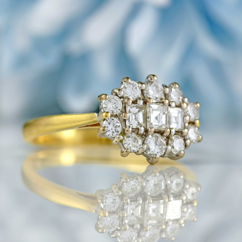 Ellibelle Jewellery Vintage 1988 Vari-Cut Diamond 18ct Gold Cluster Ring (0.58cts)