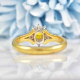 Ellibelle Jewellery Vintage 1988 Yellow Sapphire & Diamond 18ct Gold Cluster Ring