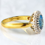 Ellibelle Jewellery Vintage 1989 Blue Topaz & Diamond 18ct Gold Cluster Ring (2.35cts)