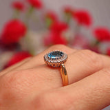 Ellibelle Jewellery Vintage 1989 Blue Topaz & Diamond 18ct Gold Cluster Ring (2.35cts)