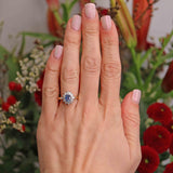 Ellibelle Jewellery Vintage 1989 Ceylon Sapphire & Diamond 18ct Gold Cluster Engagement Ring